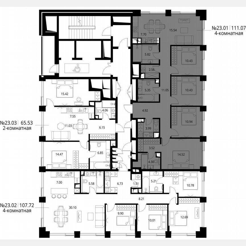 4-к. квартира, 111,1 м², 23/24 эт.