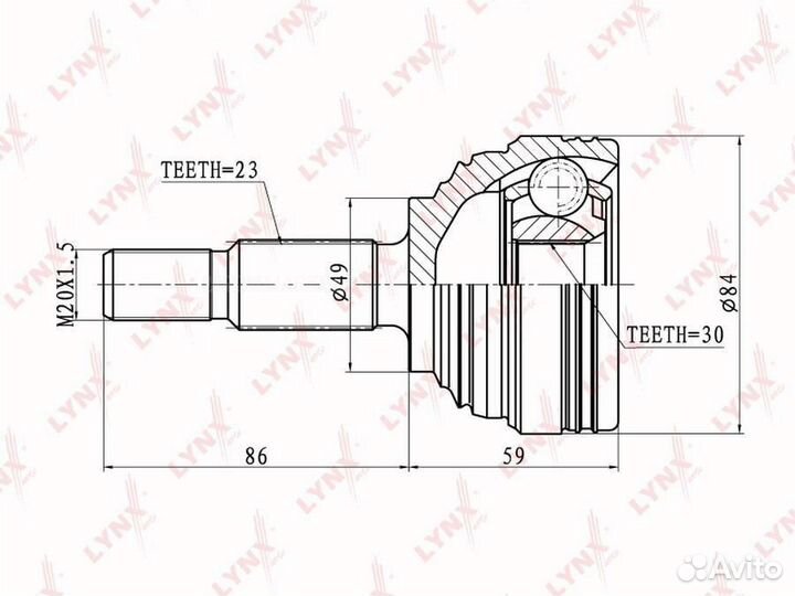Lynxauto CO-6326 ШРУС наружный перед прав/лев