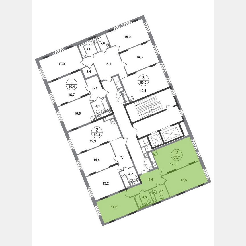 2-к. квартира, 65,7 м², 16/17 эт.