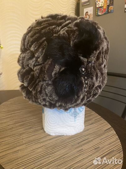 Шапка женская вязаная меховая