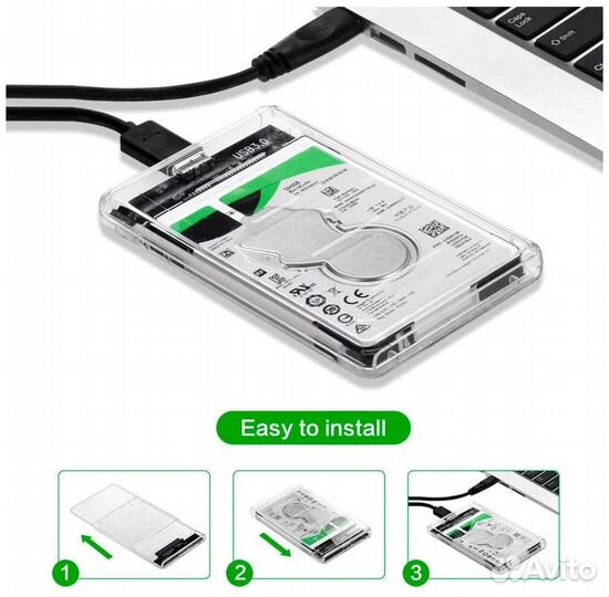 Внешний бокс для ssd / hdd прозрачный SATA 2.5