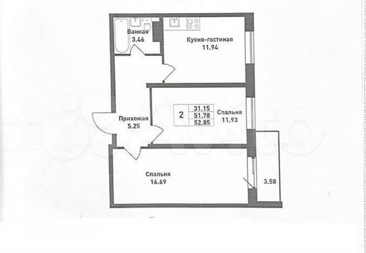 2-к. квартира, 53 м², 15/17 эт.