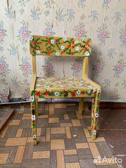 Стульчик детский деревянный расписанный СССР