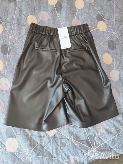 Шорты-юбка кожа 44