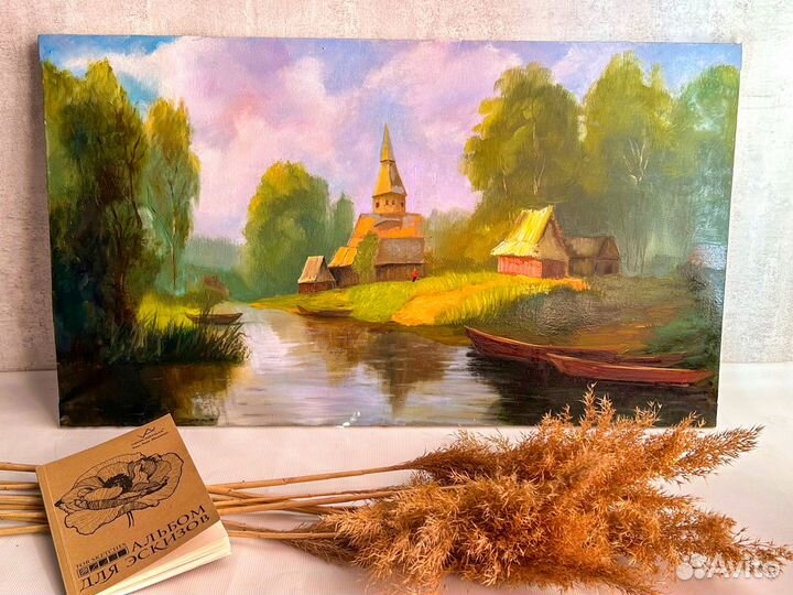 Картина маслом Деревня