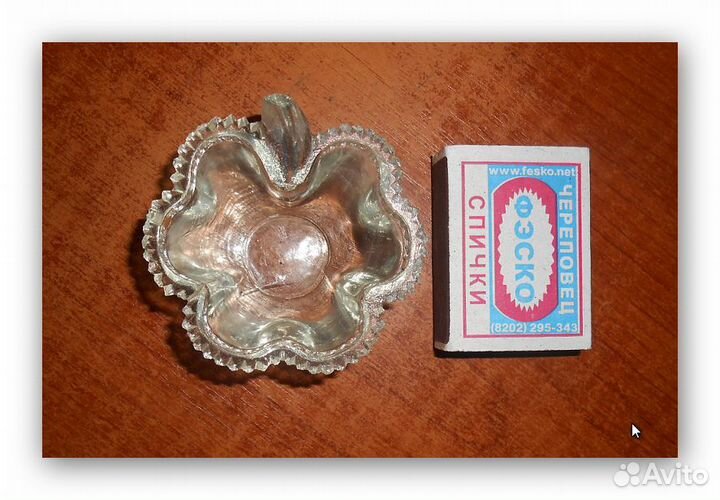 Икорница Лист Миниатюрная.Стекло.19век