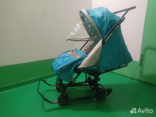 Детские санки коляска с колесами
