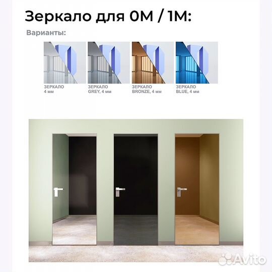 Скрытые двери с зеркалом, модель 0М/1М Profildoors