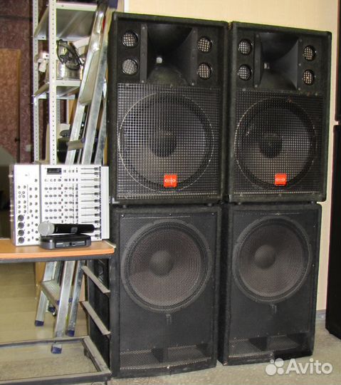 Колонки EVM Сабы 2400W Усилители Микшер Микрофон