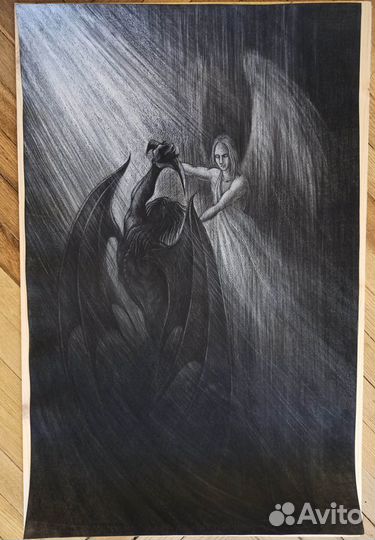 Картина углем, графика углем