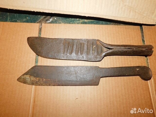 2 антикварных,кованных косаря-ножа для щепания луч