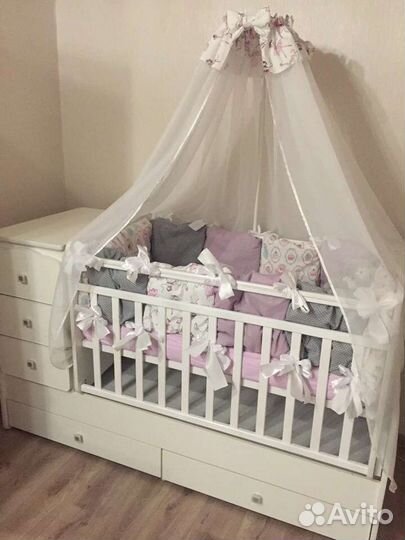 Бортики и балдахин в кроватку