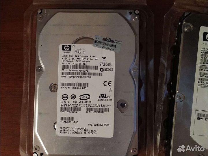 Жесткий диск HP sas 72Gb