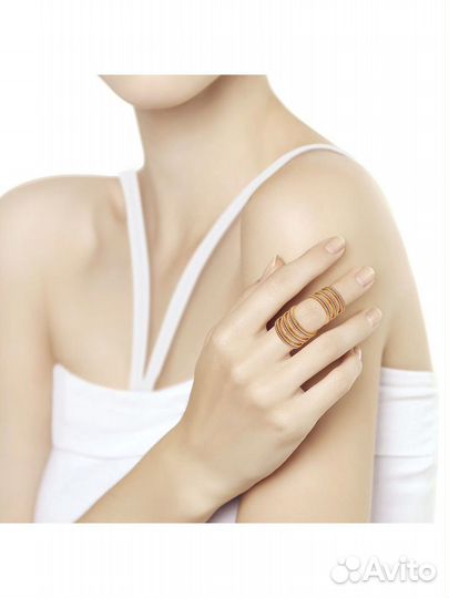 Кольцо Sokolov 19 серебро позолоч. на две фаланги