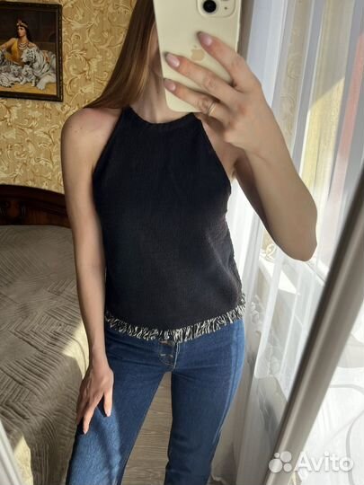 Черный топ Zara халтер
