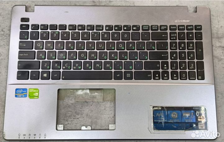 Клавиатура для ноутбука asus X550c на топкейсе без