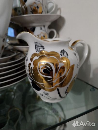 Посуда СССР кофейный сервиз Вербилки золотая роза
