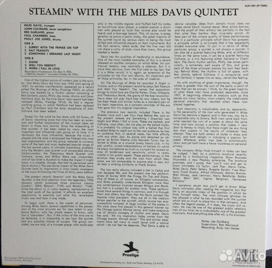 Виниловая пластинка Miles Davis - Steamin’ (Origin