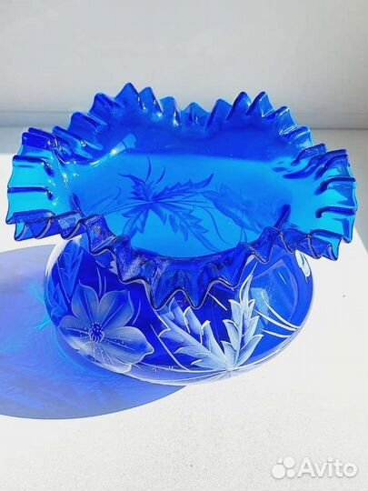 Ваза конфетница Богемия цветное стекло