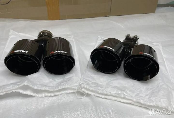 Насадки 101мм Акрапович Black carbon BMW глушителя