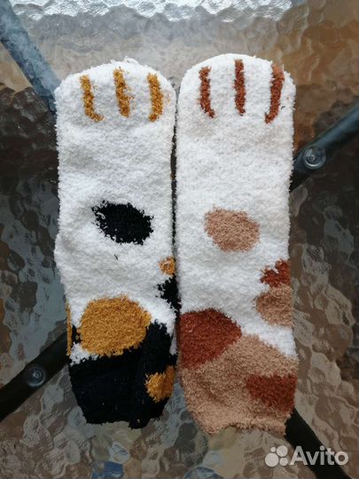 Носки тёплые с кошачьими лапками