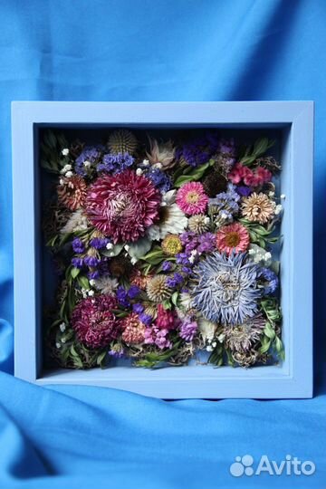 Картины из сухоцветов в рамке