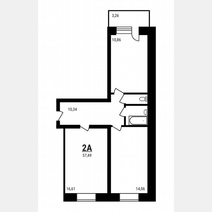 2-к. квартира, 57,5 м², 2/5 эт.