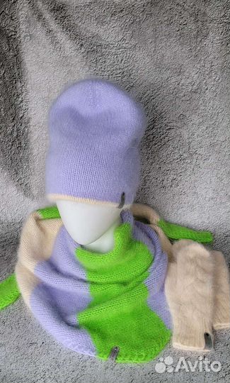 Шапка косынка варежки