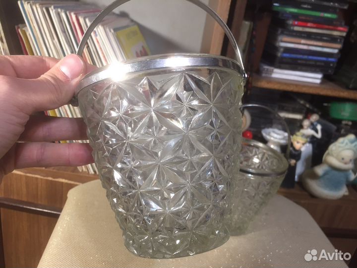 Конфетница ваза хрусталь мельхиор ретро