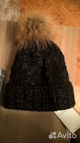 Шапочка на флисе с натуральным помпоном