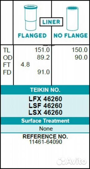 Teikin LFX46260 LFX46260 teikin Гильза блока цилин