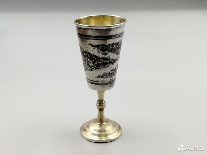 Рюмка 25 мл серебро 875 Звезда позолота чернь