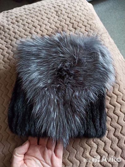 Шапка норка с чернобуркой