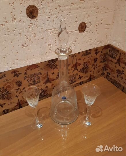 Хрустальный графин +рюмки Богемия 