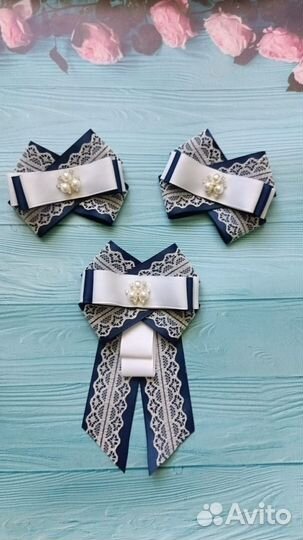 Банты в школу, набор с галстуком-брошью