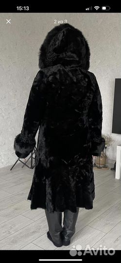 Шуба мутоновая с капюшоном