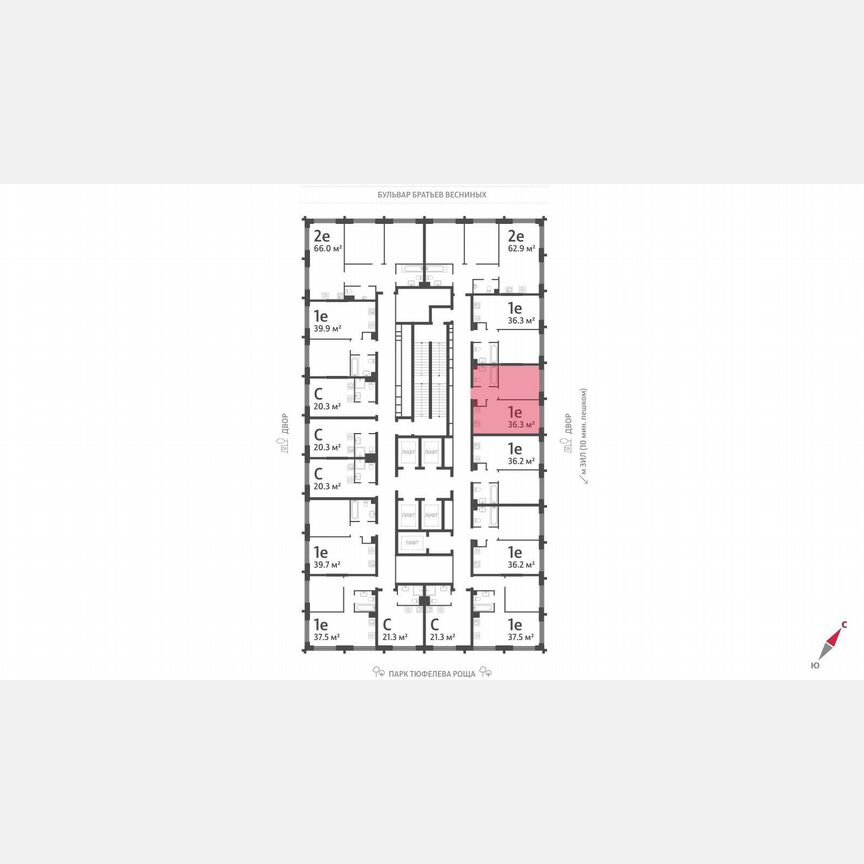 1-к. квартира, 36,3 м², 38/43 эт.