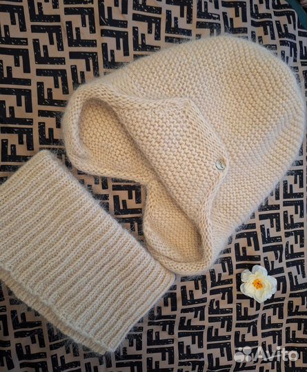 Комплект шапка снуд ангора женский шерсть