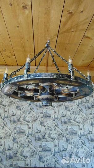 Люстра колесо телеги 90 см