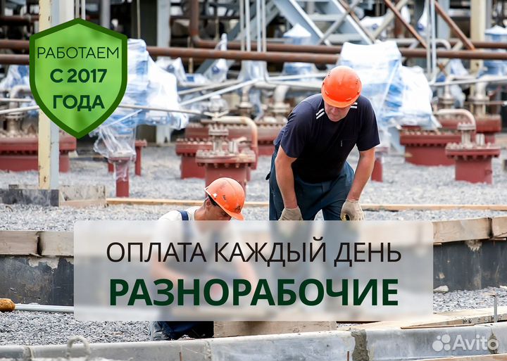 Работа разнорабочим, ежедневная оплата