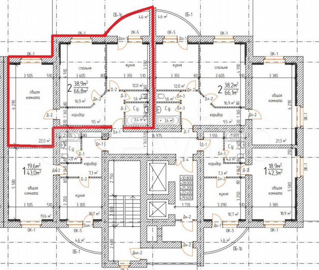 2-к. квартира, 75,5 м², 15/16 эт.