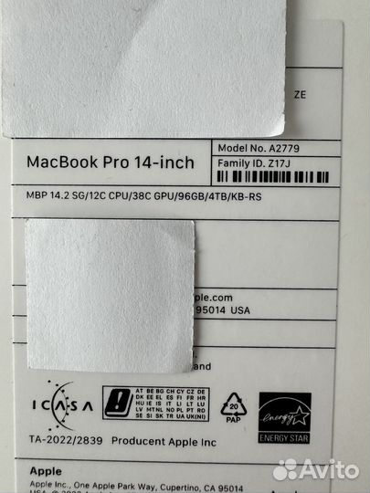 Macbook pro 14 m2 max 96gb/4tb