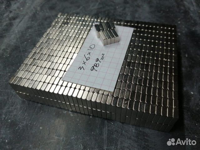 Магнит неодимовый N38, 3х6х10, никилиевое покрытие