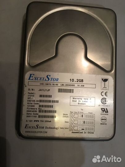 Ретро HDD IDE ExelStor 10Гб рабочий