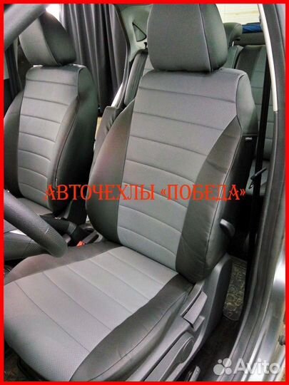 Чехлы из экокожи LADA vesta чёрно-серые Классика