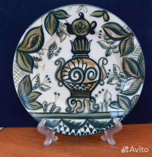 Настенная фарфоровая тарелка- самовар. лфз