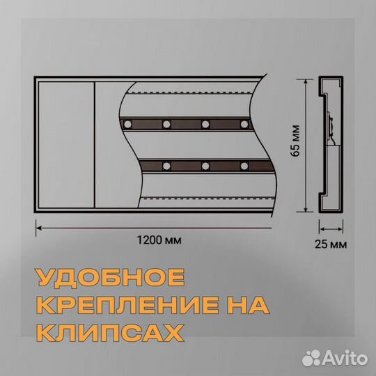 Накладной светодиодный светильник 36Вт 120см