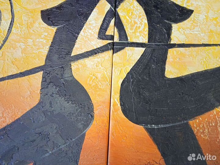 Модульная картина бу африканки