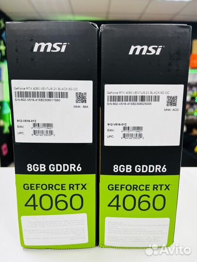 Новая Видеокарта Msi Ventus RTX4060 8GB