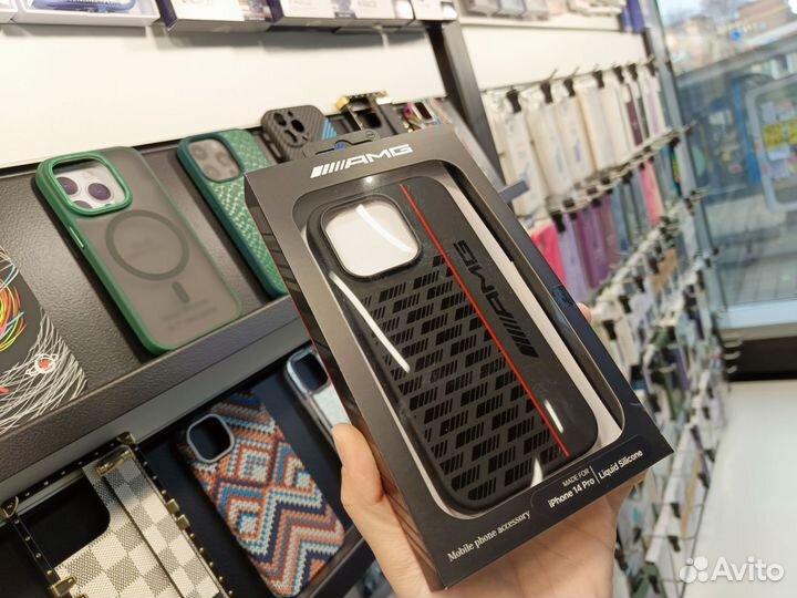 Чехол AMG Carbon Pattern Hard для iPhone 14 Pro